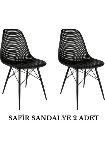 Safir Sandalye – Metal Ayaklı Modern Mutfak Kafe Restoran Ofis Sandalyesi 2'li Set
