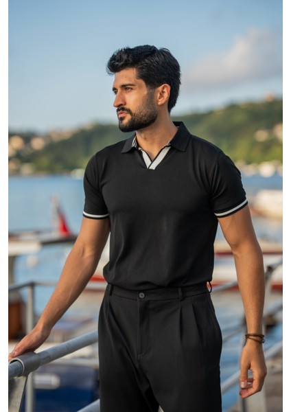 Apaç Yaka Kendinden Desenli Triko Tshırt modelleri