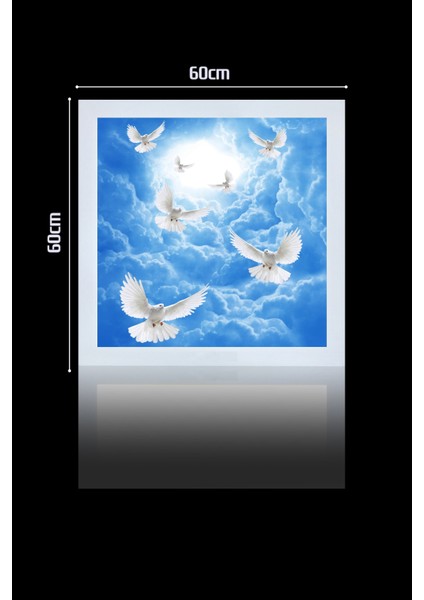 1X1-TEKLI-60X60-TAVANA Yapışık LED PANEL-54W-SIVA Üstü-Kolay Montaj-Bulutlu Kuşlar- LED fiyatları
