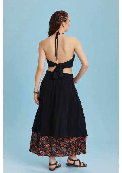 Bohem Tarz Düğme Detaylı Kloş Etek fırsatları