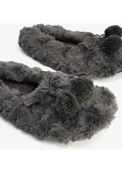 Gri Cozy Ponponlu Ev Patiği modelleri