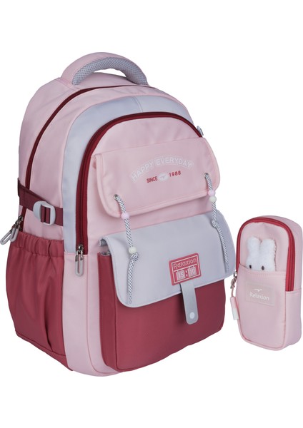 Yeni Sezon, Kalemlikli, Pembe-Kırmızı Ithal Premium Okul Sırt Çantası (1515)