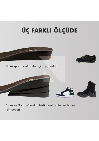BU03 - 7 cm Boy Uzatıcı Tabanlık | Gizli Topuk Yükseltici Gelişmiş Özel Kademeli Unisex Boy Uzatan