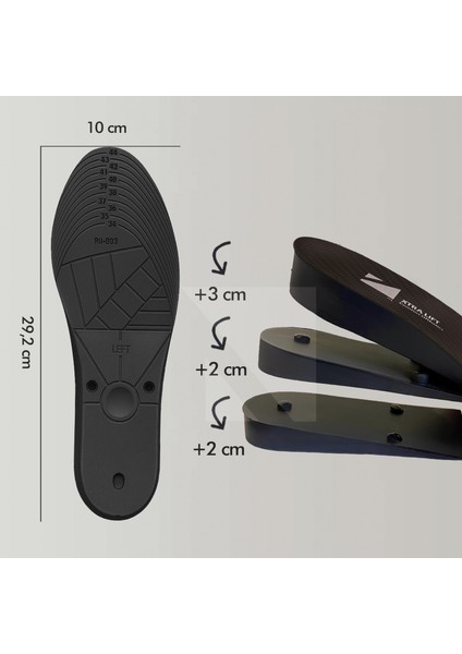 BU03 - 7 cm Boy Uzatıcı Tabanlık | Gizli Topuk Yükseltici Gelişmiş Özel Kademeli Unisex Boy Uzatan