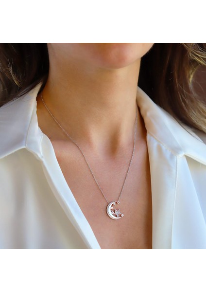 Ay Yıldız Gümüş Kolye