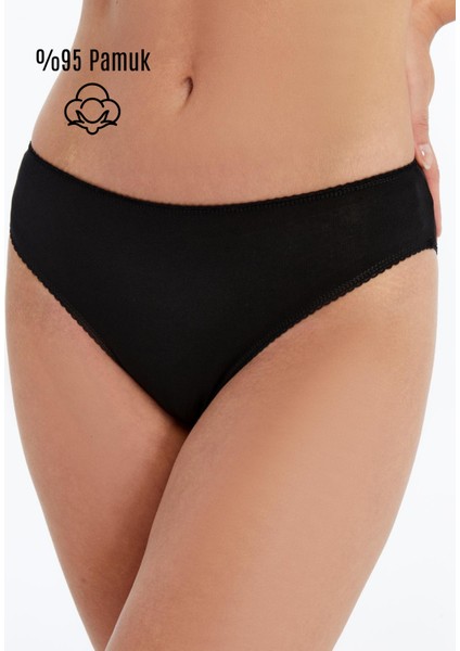 Kadın Külot Pamuklu Likralı Siyah Renk 5’li Paket İç Giyim modelleri