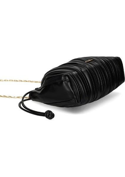 Drawstring Plisse Kadın Siyah Omuz Çantası LV04F3076G-UB1 fiyatları