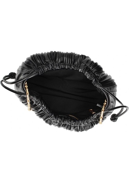 Drawstring Plisse Kadın Siyah Omuz Çantası LV04F3076G-UB1 indirimleri