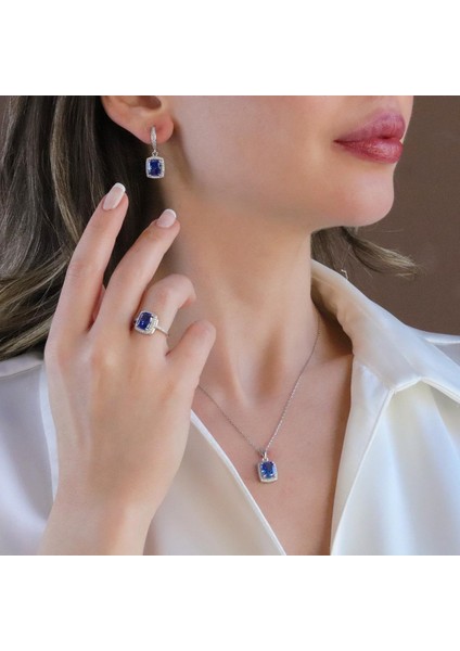 Tanzanit Icecut Taşlı Gümüş Set