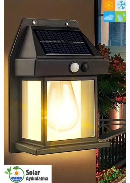 HB-700 Model Dekoratif Güneş Enerjili Bahçe LED Ampül Hareket Sensörlü Bahçe LED Su Geçirmez 3 Mod'lu Solar Duvar LED