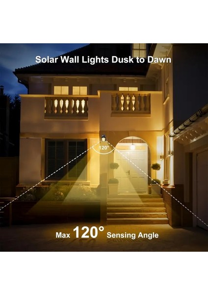HB-700 Model Dekoratif Güneş Enerjili Bahçe LED Ampül Hareket Sensörlü Bahçe LED Su Geçirmez 3 Mod'lu Solar Duvar LED modelleri