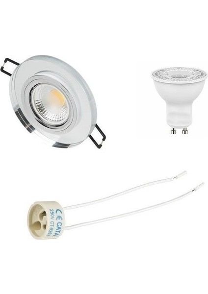 Uzmlight Cata Ortanca Cam Spot CT-6555 ( Takım Halinde ) Gün Işığı GU10 Ampul