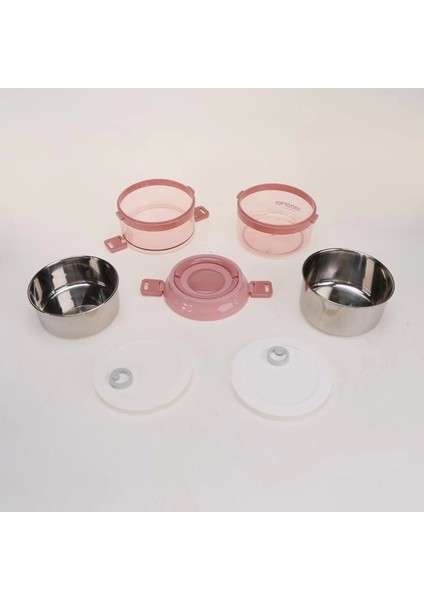 2 Katlı Paslanmaz Çelik Sızdırmaz Saklama Kabı Beslenme Kabı 1,6 Lt. Pembe Ithal Ürün indirimleri