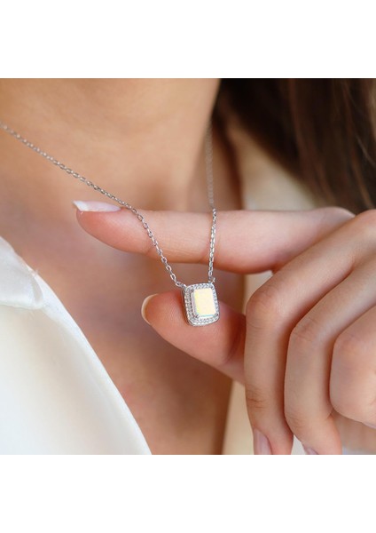 Baget Opal Taşlı Gümüş Kolye modelleri