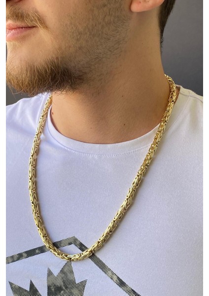 925 Ayar Kral Gold Erkek Gümüş Kolye