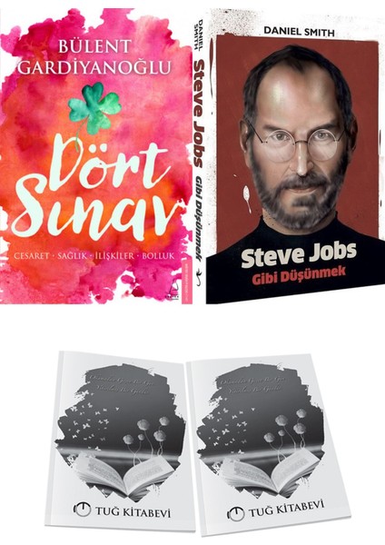 Dört Sınav: Cesaret-Sağlık-Ilişkiler-Bolluk ve Steve Jobs Gibi Düşünmek + Hediyeli