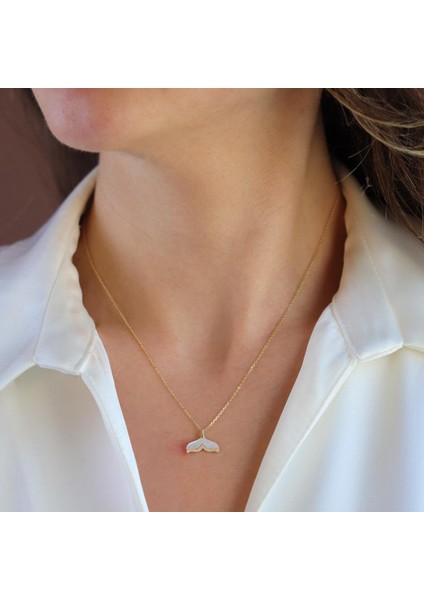 Kuyruklu Sedef Gold Gümüş Kolye modelleri