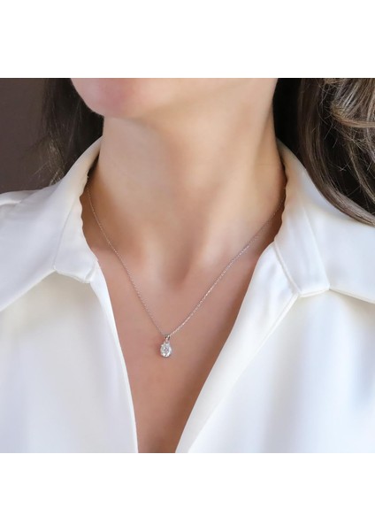 Elips Mini Mozanit Taşlı Gümüş Set fiyatları
