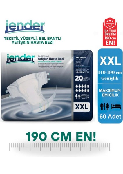 Bel Bantlı Hasta Bezi XXL 20'li 3 Paket