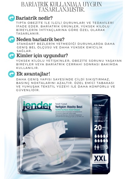 Bel Bantlı Hasta Bezi XXL 20'li 3 Paket indirimleri