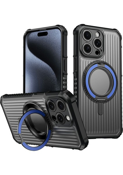 iPhone 15 Pro Max Manyetik Kılıf Pc + Tpu Telefon Arka Kapağı ve Ayaklık (Yurt Dışından)