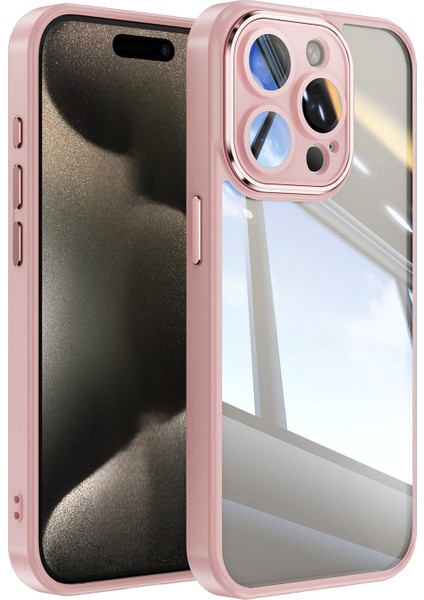 iPhone 15 Pro Max Darbeye Dayanıklı Tpu + Pc Kılıflı Metal Düğmeli Şeffaf Telefon Kılıfı (Yurt Dışından)
