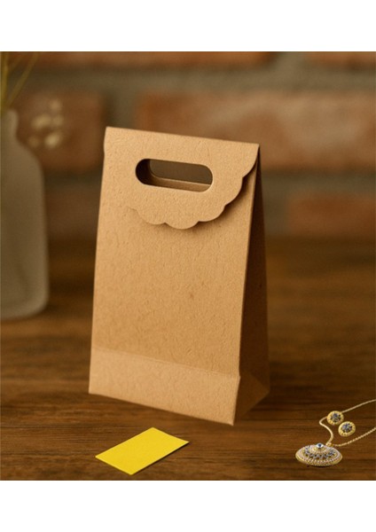 El Geçme Kraft Çanta, Hediye, Alışveriş, Butik, Parti ve Paketleme Çantası, 12 X 17 Cm, 25 Adet modelleri