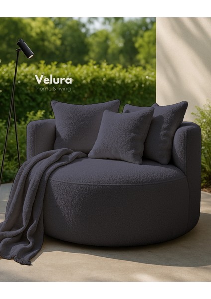 Miz Berjer & Puf & Armut & Tekli Koltuk & Dinlenme Koltuğu - Koyu Gri