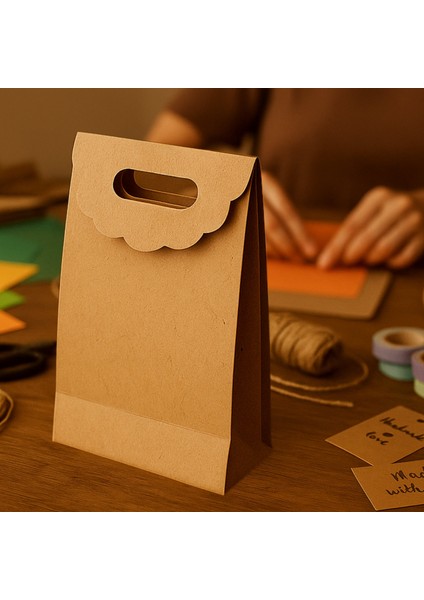 El Geçme Kraft Çanta, Hediye, Alışveriş, Butik, Parti ve Paketleme Çantası, 25X32 Cm, 5 Adet fiyatları
