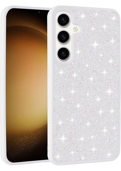 Galaxy Uyumlu S25 Kılıf Parlak Taşlı Tasarım Zore Pırlanta Kapak-Beyaz