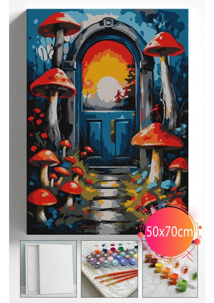 Sayılarla Boyama Seti Numaralı Tuval Fırça Boya Dahil Kasnaklı Set 50X70 cm - Aliece