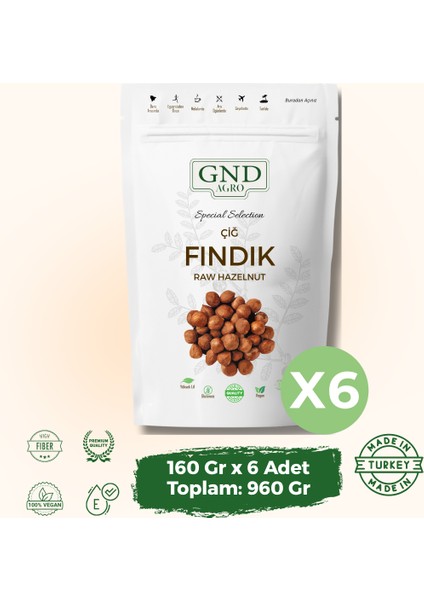 Giresun Çiğ Fındık - 960 Gr. - 6 Paket (160 Gr.)