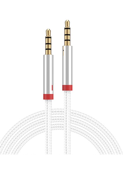 Zore AU-708 Örgü Tasarımlı Aux Audio Kablo 3.5mm 3m-Beyaz