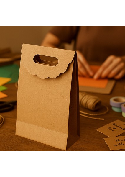 El Geçme Kraft Çanta, Hediye, Alışveriş, Butik, Parti ve Paketleme Çantası, 30X40X14 Cm, 10 Adet fiyatları