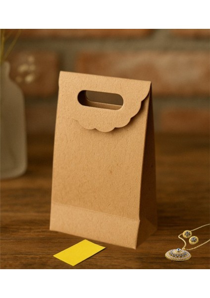 El Geçme Kraft Çanta, Hediye, Alışveriş, Butik, Parti ve Paketleme Çantası, 15X19 Cm, 12 Adet fırsatları