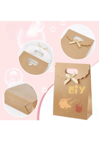 El Geçme Kraft Çanta, Hediye, Alışveriş, Butik, Parti ve Paketleme Çantası, 15X19 Cm, 12 Adet indirimleri