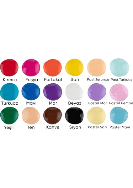 Akrilik Boya Seti - Tüm Renkler 18 Renk x 500ML + Fırça Hediyeli fiyatları