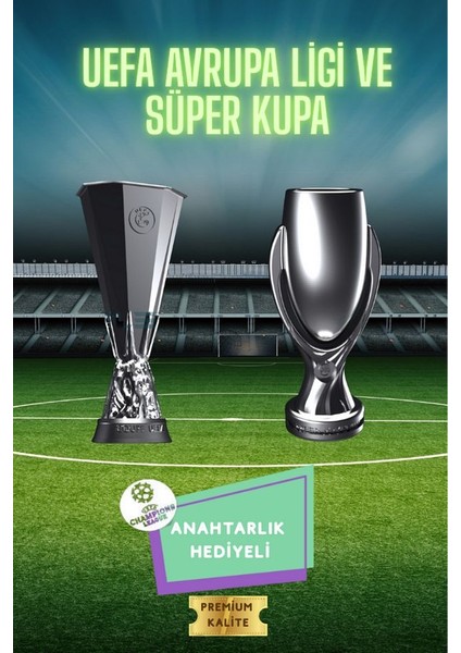 Uefa Avrupa Ligi & Uefa Süper Kupa 3D Maket Seti (15 Cm) + Şampiyonlar Ligi Logolu Anahtarlık Hediye