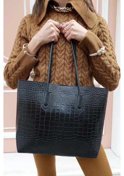 Siyah Kadın Retro Shopper El Ve Omuz Çanta 264