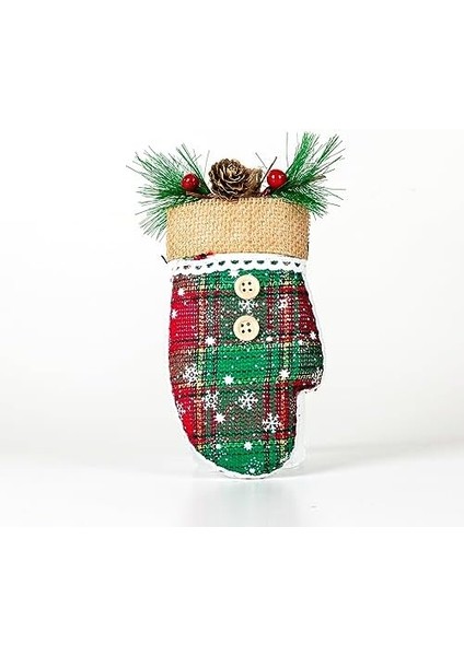 Ekose Desenli Dekorlu Berry'li Yılbaşı Eldiven Kırmızı-Yeşil 12X18.5 Cm. modelleri