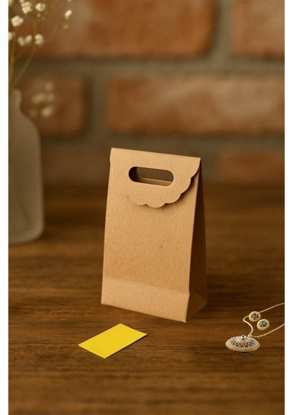 El Geçme Kraft Çanta, Hediye, Alışveriş, Butik, Parti ve Paketleme Çantası, 9X13 Cm, 12 Adet modelleri