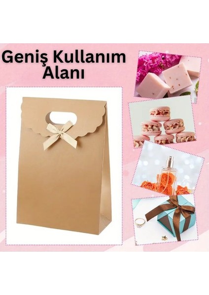 El Geçme Kraft Çanta, Hediye, Alışveriş, Butik, Parti ve Paketleme Çantası, 9X13 Cm, 12 Adet indirimleri