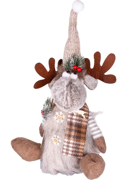 Yılbaşı Süsü Oturan Geyik Işıklı Müzikli ve Hareketli 41X18X13 Cm.