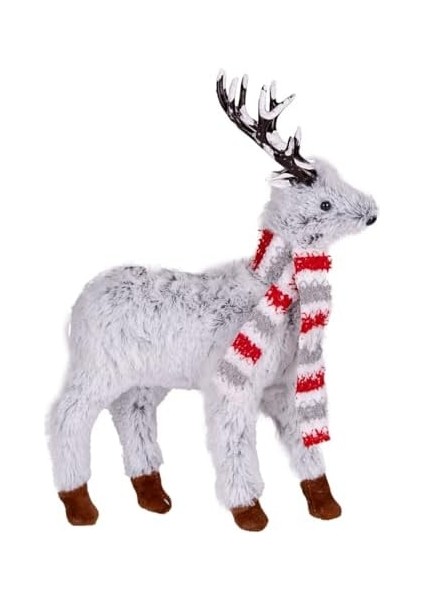Yılbaşı Süsü Atkılı Geyik Gri 20X30 Cm. modelleri