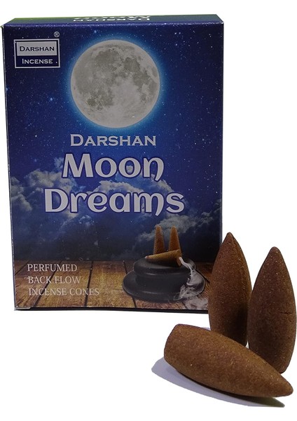 Hd Moon Dreams - Ay Rüyaları - Meditasyon/ perfumed Meditation Özel Aromalı Special Collection Geri Akış Normal Boy Backflow Hd Meditation Özel Aromalı Cones Konik Tütsü Paket 10 Adet
