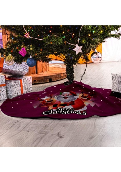 Merry Christmas Mesajlı Noel Baba Ağaç Eteği