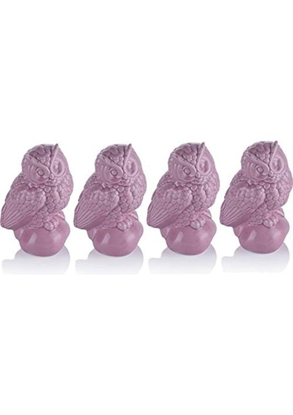 4lü Pembe Baykuşlu Biblo 13CM