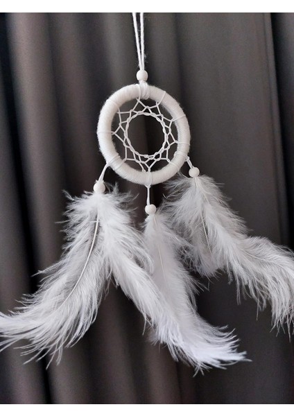 Dikiz Aynası Süsü/rüya Kapanı/düş Kapanı/dreamcatcher/handmade/el Yapımı/beyaz Dreamcatcher
