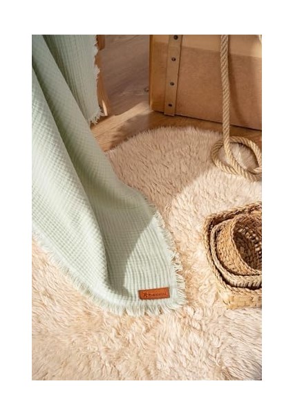 Yeşil 4 Katlı Müslin BATTANIYE%100 Pamuk Bebek & Çocuk Battaniye - Müslin Örtü modelleri