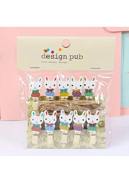 Ahşap Mandallar, Süsleme ve Fotoğraf Için, 10 Adet Veya 20 Adet, Ip Ile Birlikte (10, Ahşap Mandal)